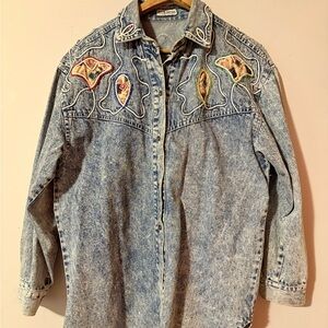 Vintage Beaded Blue Jean Jacket